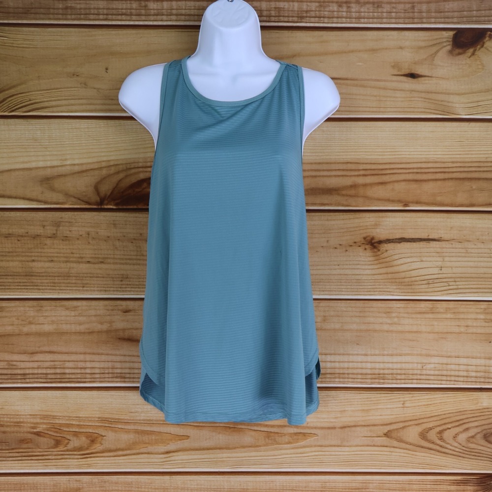 Avia Activewear Racerback Tank Top Womens Size M Blue Striped Stretch Open Sides